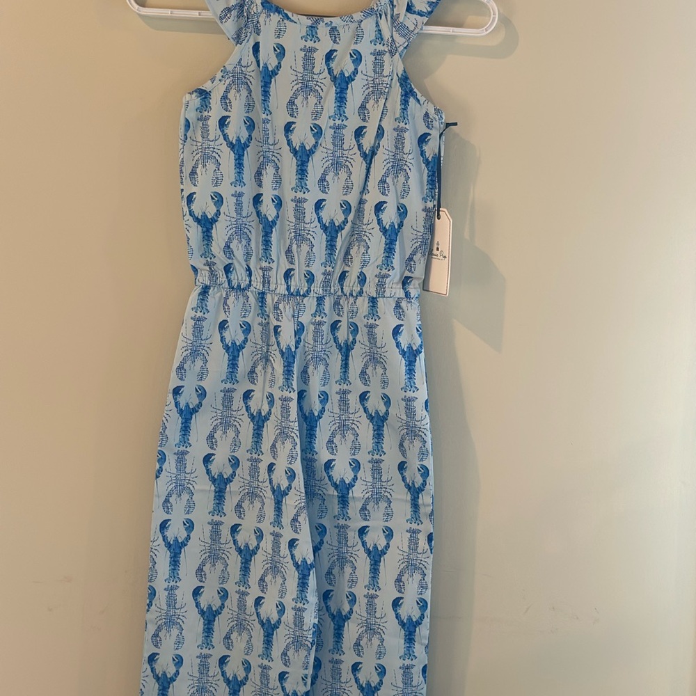 NWT Classic Prep Blue Lobster Print One Piece with Ruffles